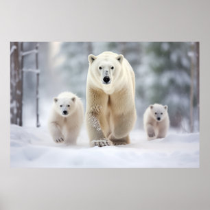 Póster Wanding Polar Bear Animal Family