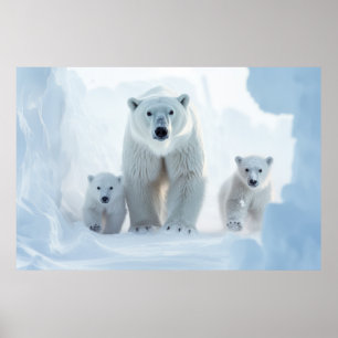 Póster Wanding Polar Bear Animal Family