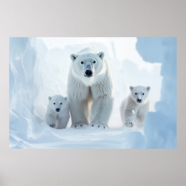 Póster Wanding Polar Bear Animal Family (Frente)