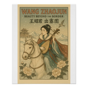 Póster Wang Zhaojun Retro Arte de Belleza Chino