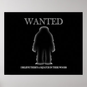 Póster Wanted Sasquatch In Woods Shadow Effect
