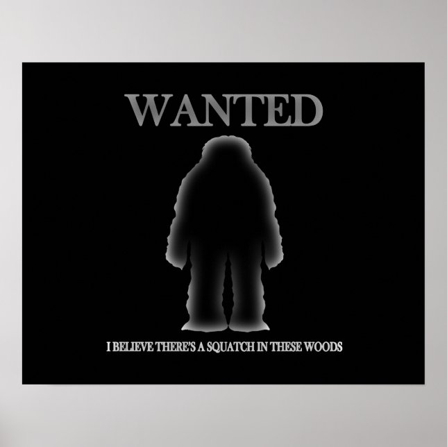 Póster Wanted Sasquatch In Woods Shadow Effect (Frente)