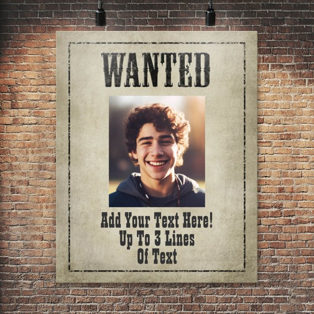 Póster WANTED Wild West vintage (Funny Wanted Poster for a Birthday Party or other Event)