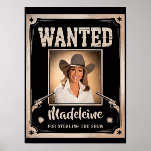 Póster Wanted Wild West Western Fun Photo Birthday