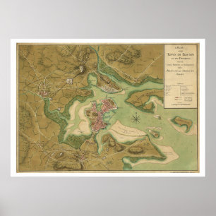 Póster War in Boston Map - 1776
