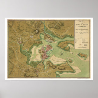 Póster War in Boston Map - 1776