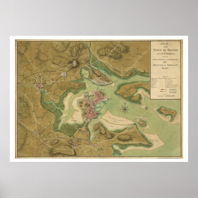 Póster War in Boston Map - 1776 (Frente)