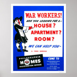 Póster War Workers Philadelphia 1942 WPA