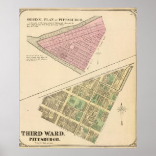 Póster Ward 3 of Pittsburgh, Pennsyvania 1784 map