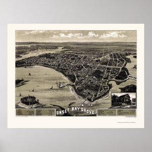 Póster Wareham, mapa panorámico de las MAMÁES - 1885