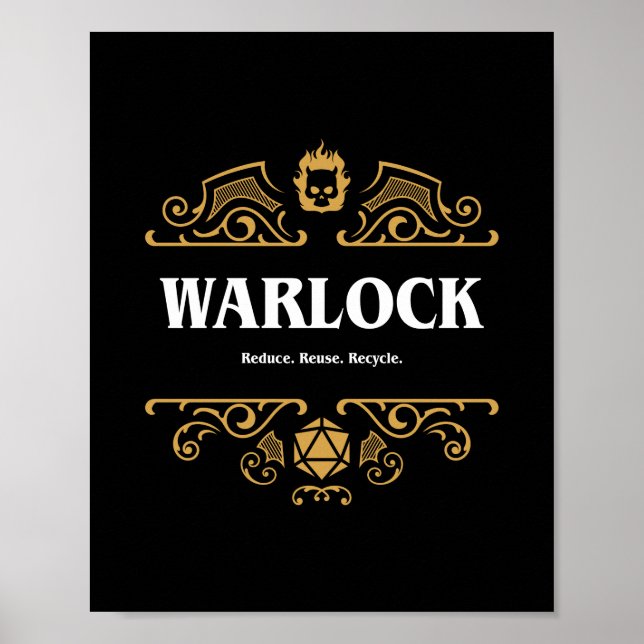 Póster Warlock Class Tabletop RPG Gaming (Frente)