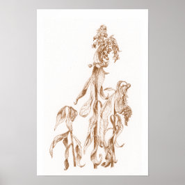 Póster Warm Seasonal Botanical Ink Art Elegant Wall 