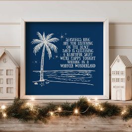 Póster Warmer Wonderland Palm Tree Beach Christmas