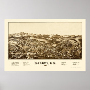 Póster Warner, NH Panoramic Map - 1887