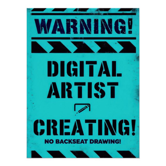 Póster WARNING! Digital Artist Creating - Funny Studio (Anverso)