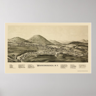 Póster Warrensburg, Mapa Panorámico de Nueva York - 1891