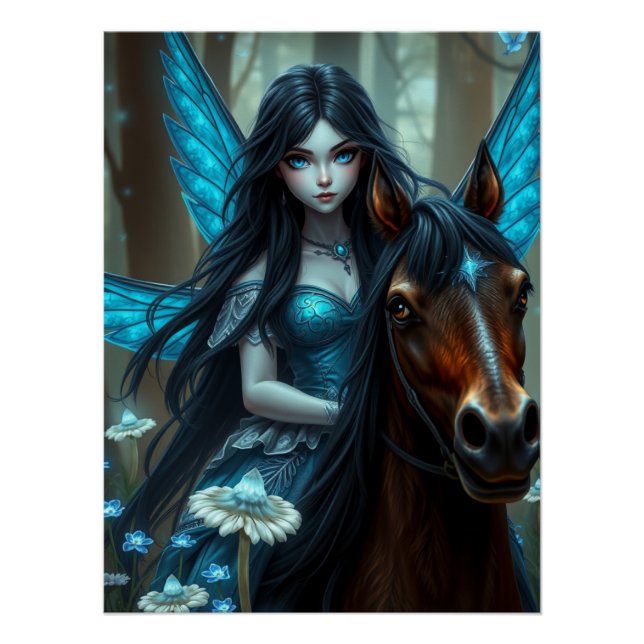 Póster Warrior Horse Fairy Fantasy Art (Anverso)