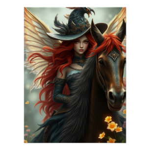 Póster Warrior Horse Fairy Fantasy Art