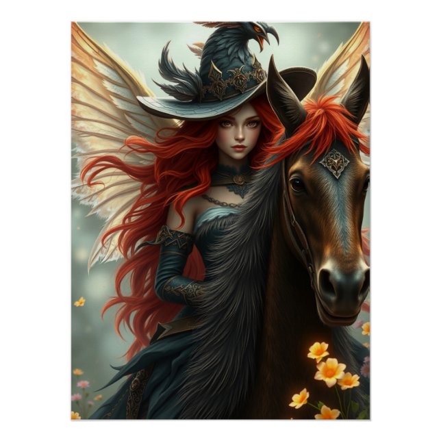 Póster Warrior Horse Fairy Fantasy Art (Anverso)