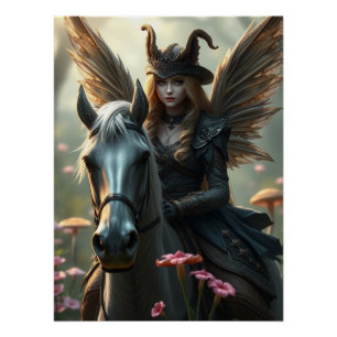 Póster Warrior Horse Fairy Fantasy Art