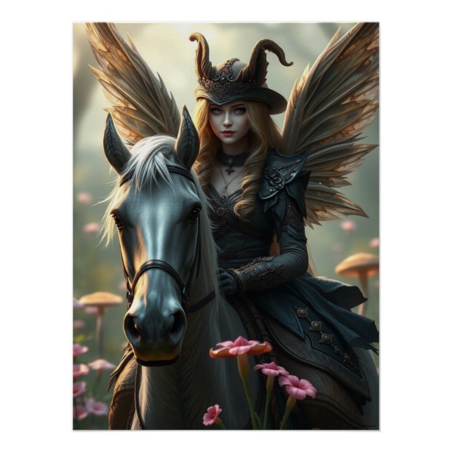 Póster Warrior Horse Fairy Fantasy Art (Anverso)