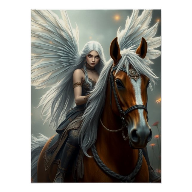Póster Warrior Horse Fairy Fantasy Art (Anverso)