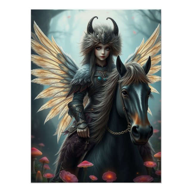 Póster Warrior Horse Fairy Fantasy Art (Anverso)