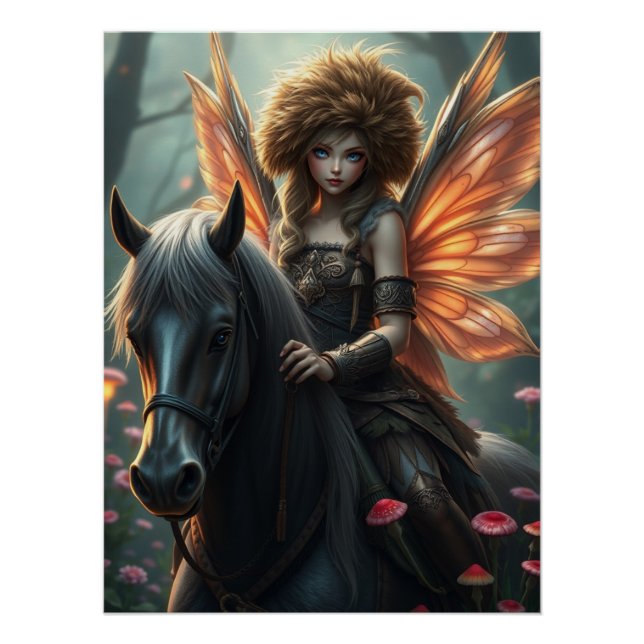 Póster Warrior Horse Fairy Fantasy Art (Anverso)