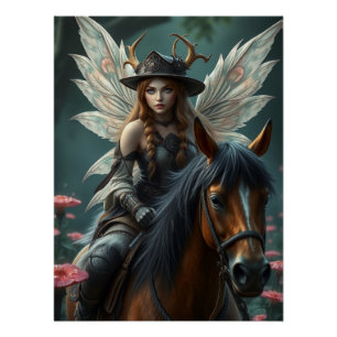 Póster Warrior Horse Fairy Fantasy Art