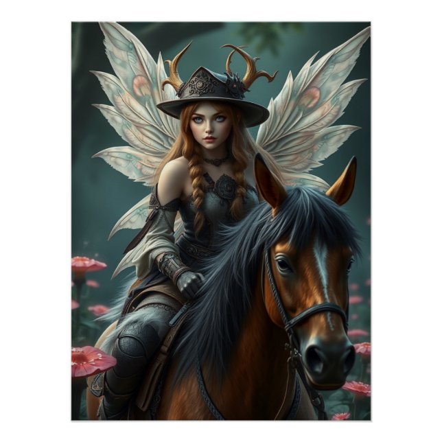 Póster Warrior Horse Fairy Fantasy Art (Anverso)