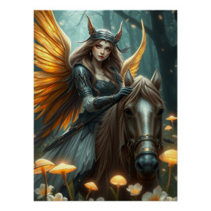 Póster Warrior Horse Fairy Fantasy Art