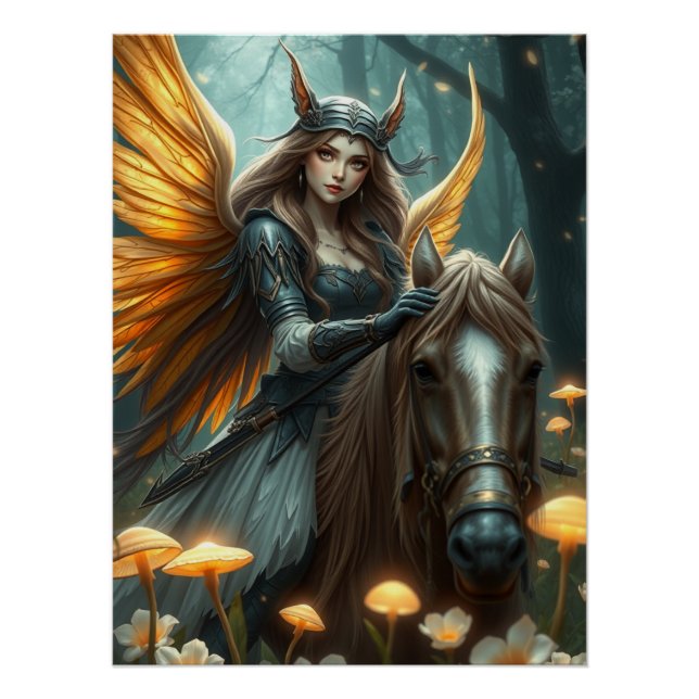 Póster Warrior Horse Fairy Fantasy Art (Anverso)