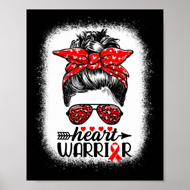 Póster Warrior Messy Bun Go Red - Conciencia sobre las en (Frente)