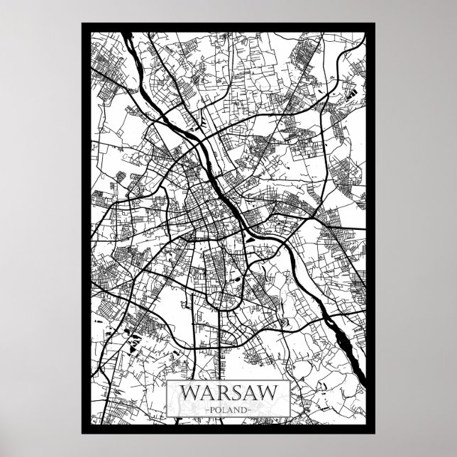 Póster Warsaw Poland City Map (Frente)