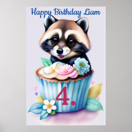 Póster Waschbär mit Cupcake