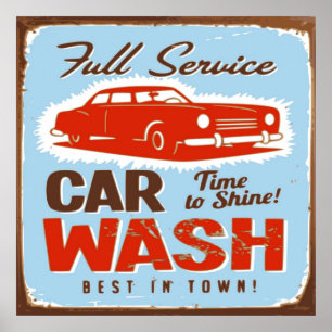 PÓSTER WASH DE COCHE DE SERVICIO COMPLETO
