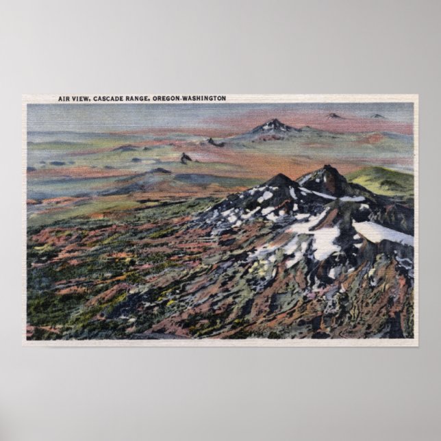 Póster Washington - Aerolíneas de la Cordillera de Cascad (Frente)