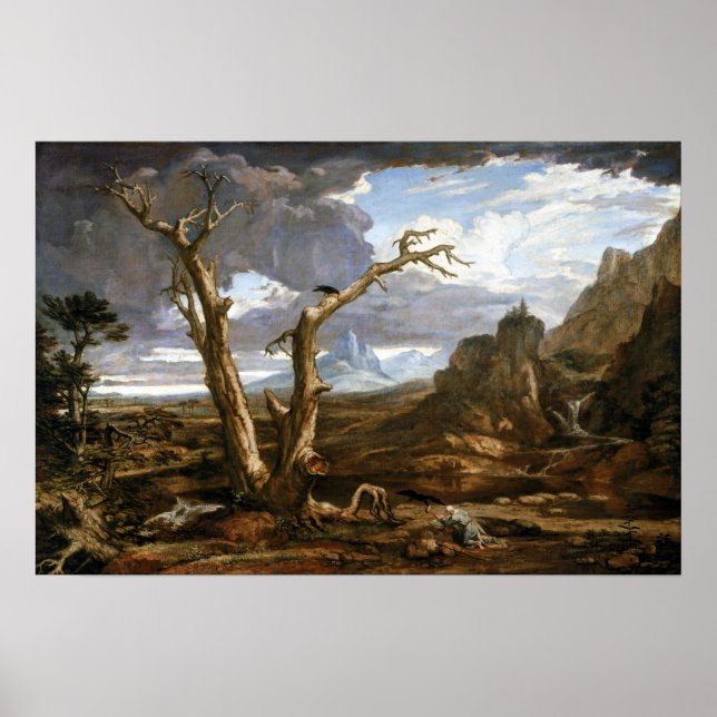 Póster Washington Allston Elijah en el desierto (Frente)