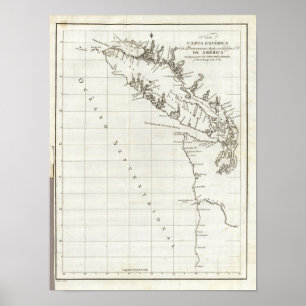 Póster Washington, British Columbia, Vancouver map