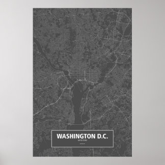 Póster Washington D.C., Estados Unidos (blanco sobre negr