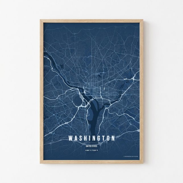 Póster Washington D.C. Map Blue Print Poster Wallart Gift (Subido por el creador)