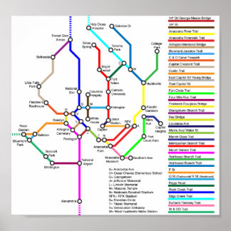 Póster Washington DC Bike Map Poster