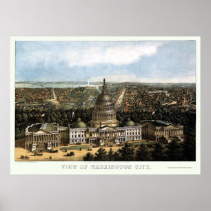 Póster Washington, DC Panoramic Map - 1871