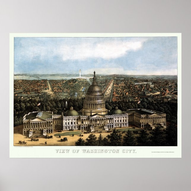 Póster Washington, DC Panoramic Map - 1871 (Frente)