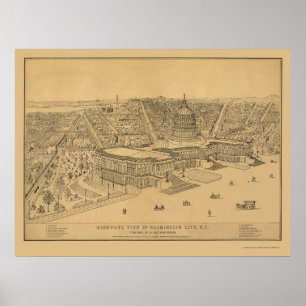 Póster Washington, DC Panoramic Map - 1872