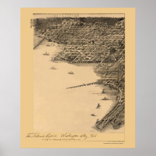 Póster Washington, DC Panoramic Map - 1883