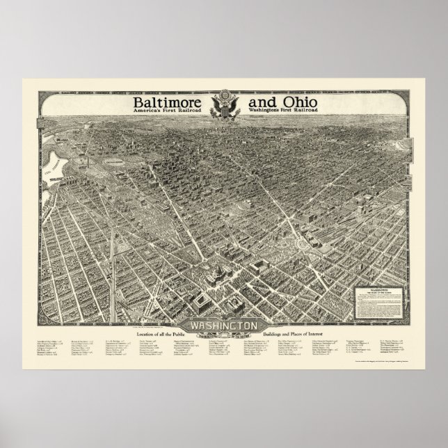Póster Washington, DC Panoramic Map - 1923 (Frente)