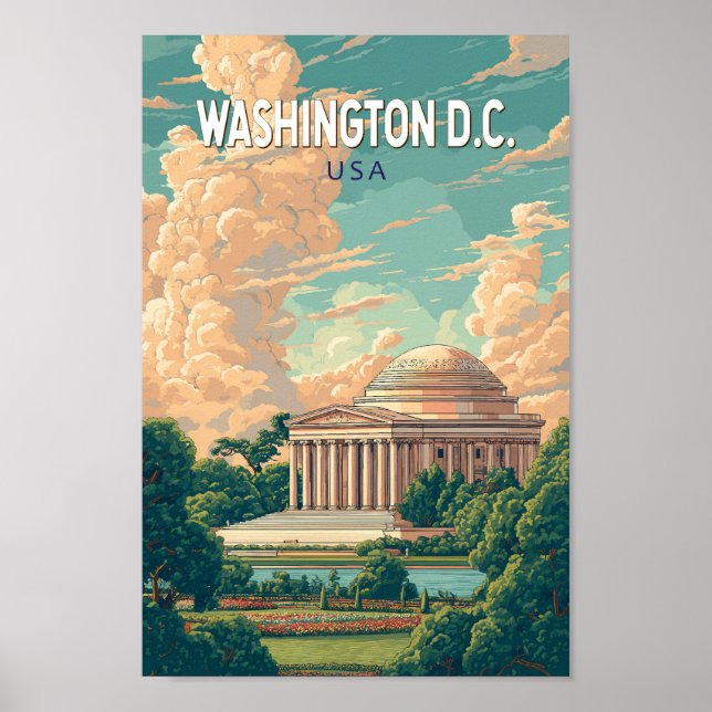Póster Washington DC Thomas Jefferson Memorial Travel Art (Frente)