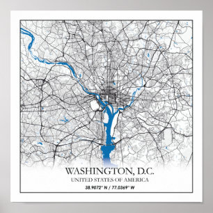 Póster Washington DC USA Travel City Map