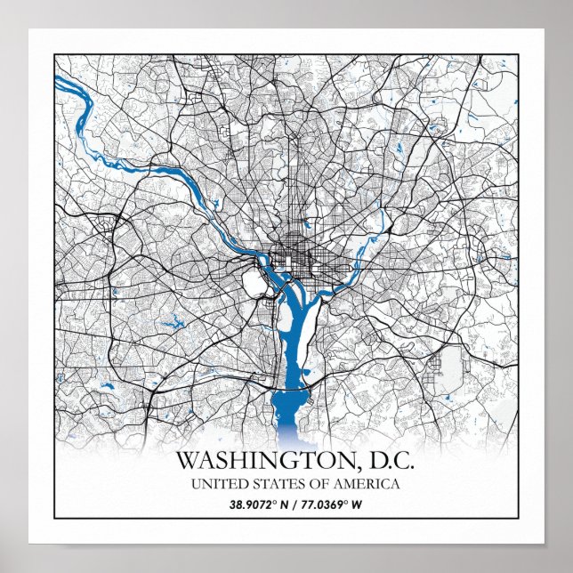 Póster Washington DC USA Travel City Map (Frente)